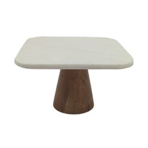 Marble & Mango Wood 1 Tier Cake Stand NWT - Picture 1 of 1